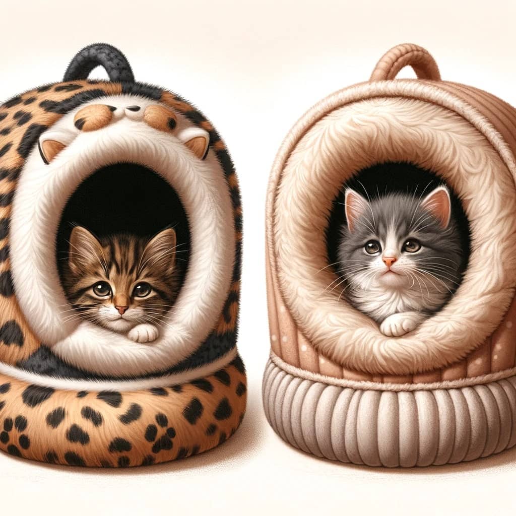 plush pet bed designed for cats feature a pet bed with a unique animal print exterior